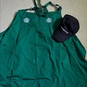 Starbucks Emerald Aprons and Black Cap